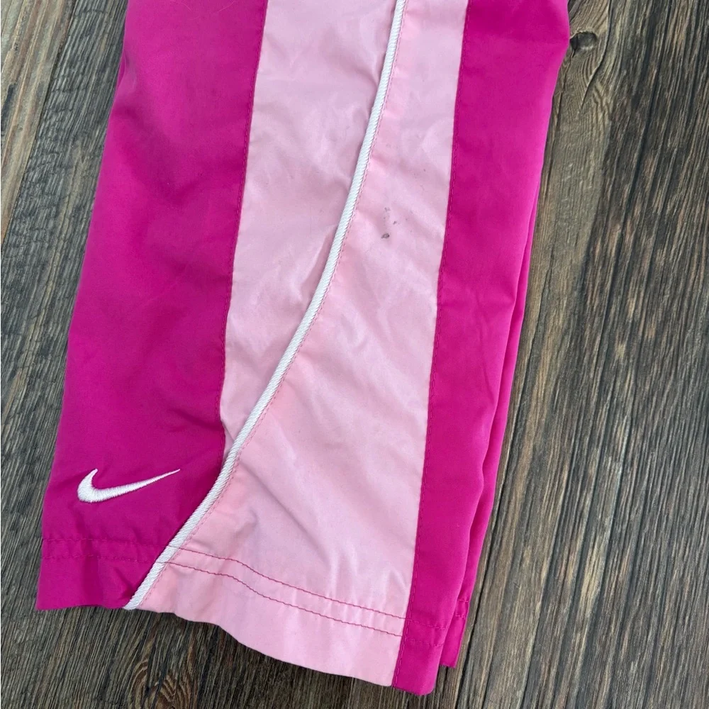 Y2K 2009 Nike Track Pants Girls 6 Pink Side Stripe Windbreaker Embroidered Logo - Picture 14 of 15